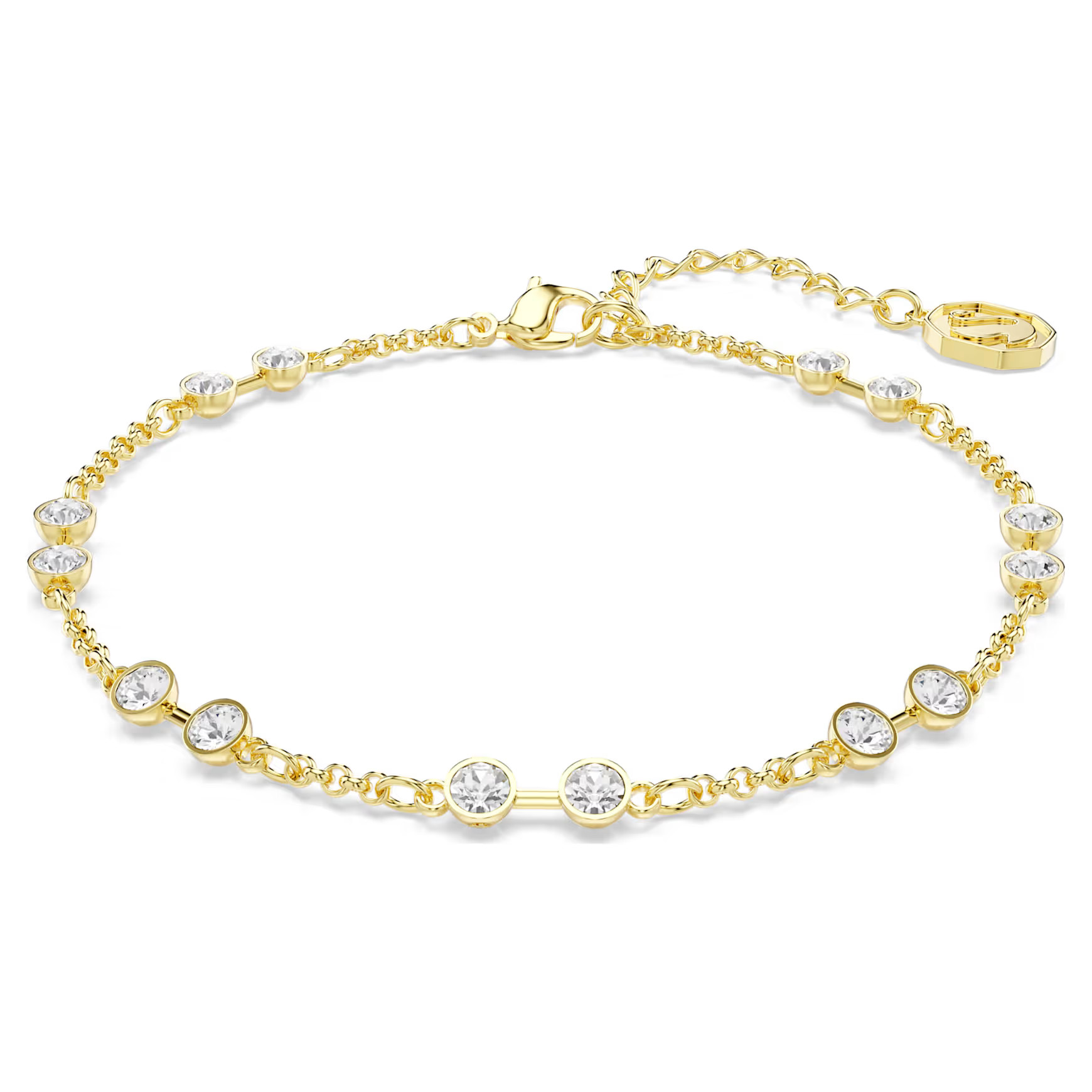 Swarovski Remix Collection strand, Round cut, White, Gold-tone plated by SWAROVSKI | SWAROVSKI