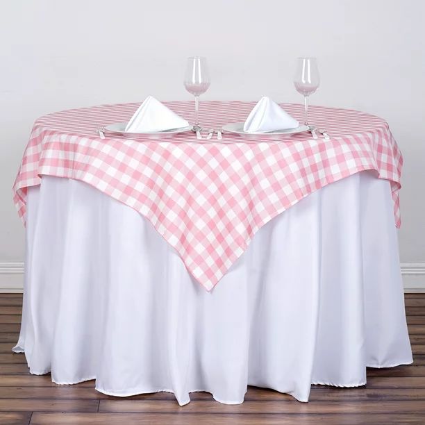 BalsaCircle 54" x 54" Square Gingham Checkered Polyester Tablecloth for Garden Party Wedding Rece... | Walmart (US)