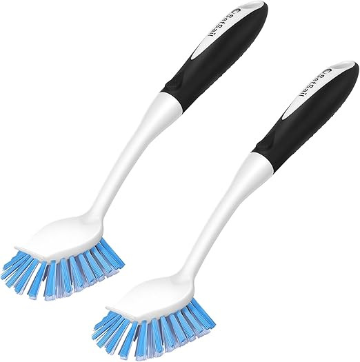 SetSail Dish Brush with Handle, 2 Pack Stiff Bristles Dish Scrubber with Built-in Scraper Dish Sc... | Amazon (US)