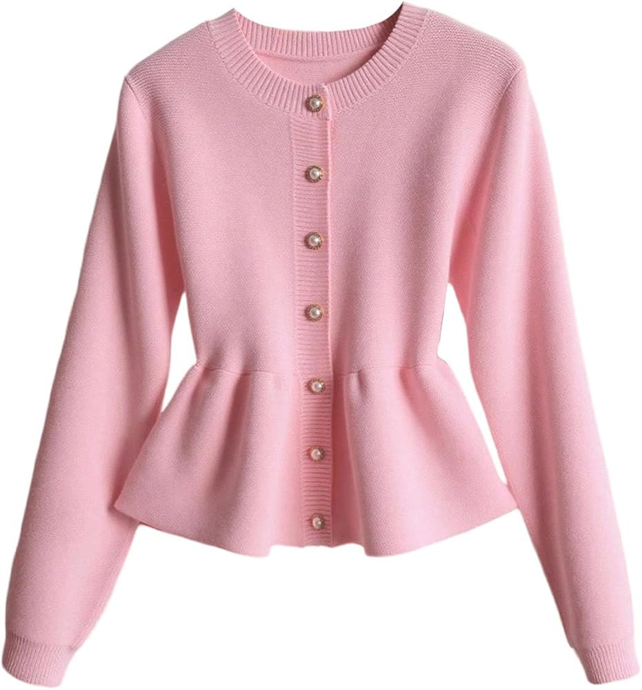 Verdusa Women's Old Money Clothes Button Up Cardigan Sweaters Cinched Waist Outerwear Formal Outf... | Amazon (US)