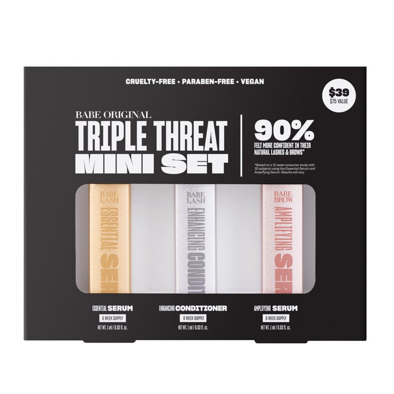 Babe Original Triple Threat Mini Set with Lash Serum, Lash Conditioner and Brow Serum, 6 Week Sup... | Walmart (US)