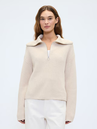 Relaxed Ribbed Quarter-Zip Cardigan | Gap Factory | Gap Factory