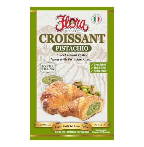 Flora Imported Italian Croissant Pistachio – Sweet Pastry Filled with Creamy Pistachio Filling – Oven Baked, Soft & Moist, Ready to Eat – 6 Pack (11.64 oz / 330g) | Amazon (US)