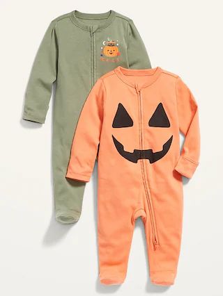 Unisex Sleep &#x26; Play 2-Way-Zip Footed One-Piece 2-Pack for Baby | Old Navy (US)