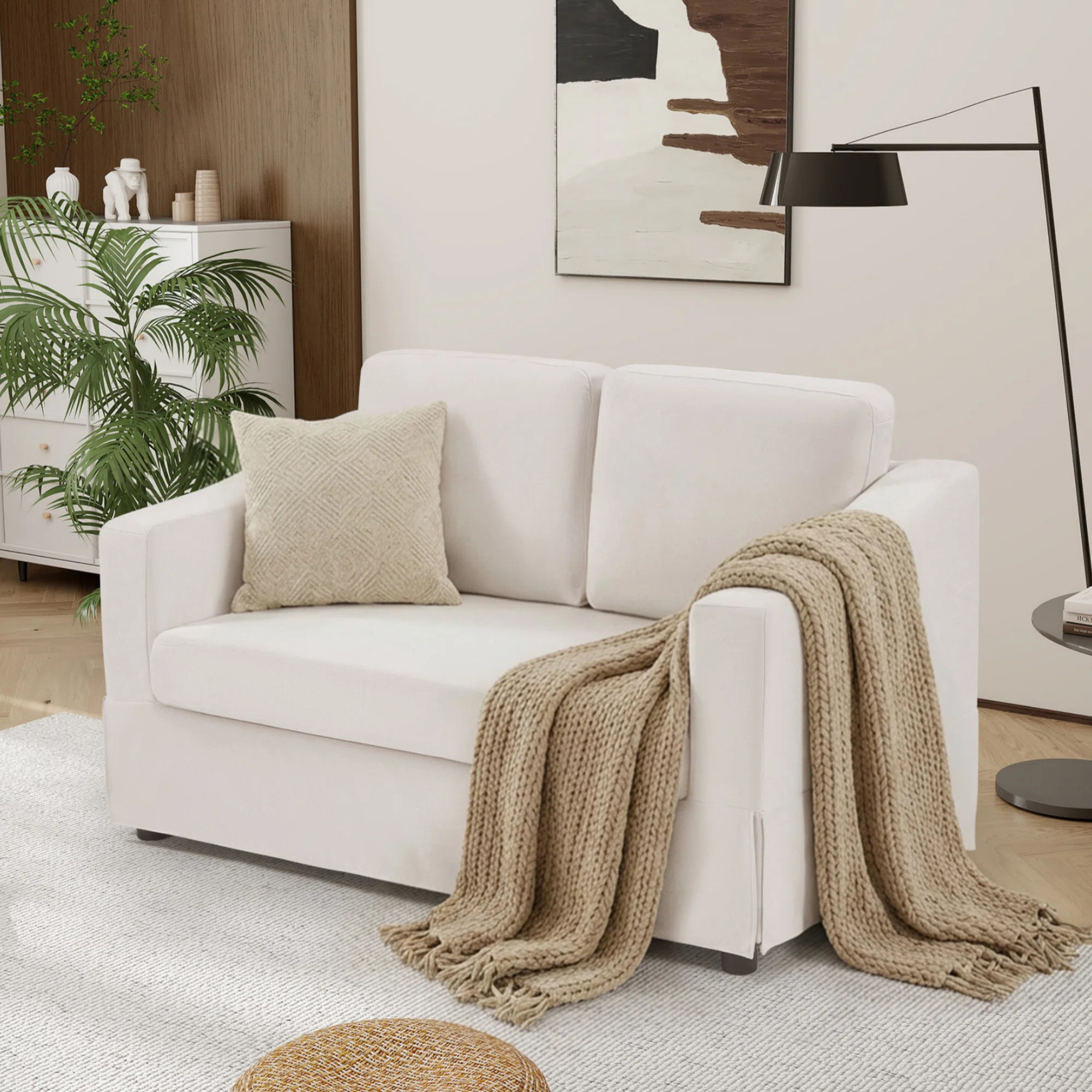 57.08" W Modern Chenille Upholstered 2-Seat Loveseat Sofa For Living Room & Small Apartments | Wayfair North America