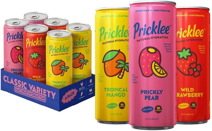 Pricklee - Prickly Pear, Strawberry & Mango - Real Fruit Hydration, 6 Pack | Amazon (US)