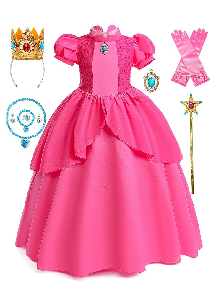 Princess Costume for Girls Cosplay Dress Halloween Birthday Party Dress Up Outfit 3-12Y | Amazon (US)