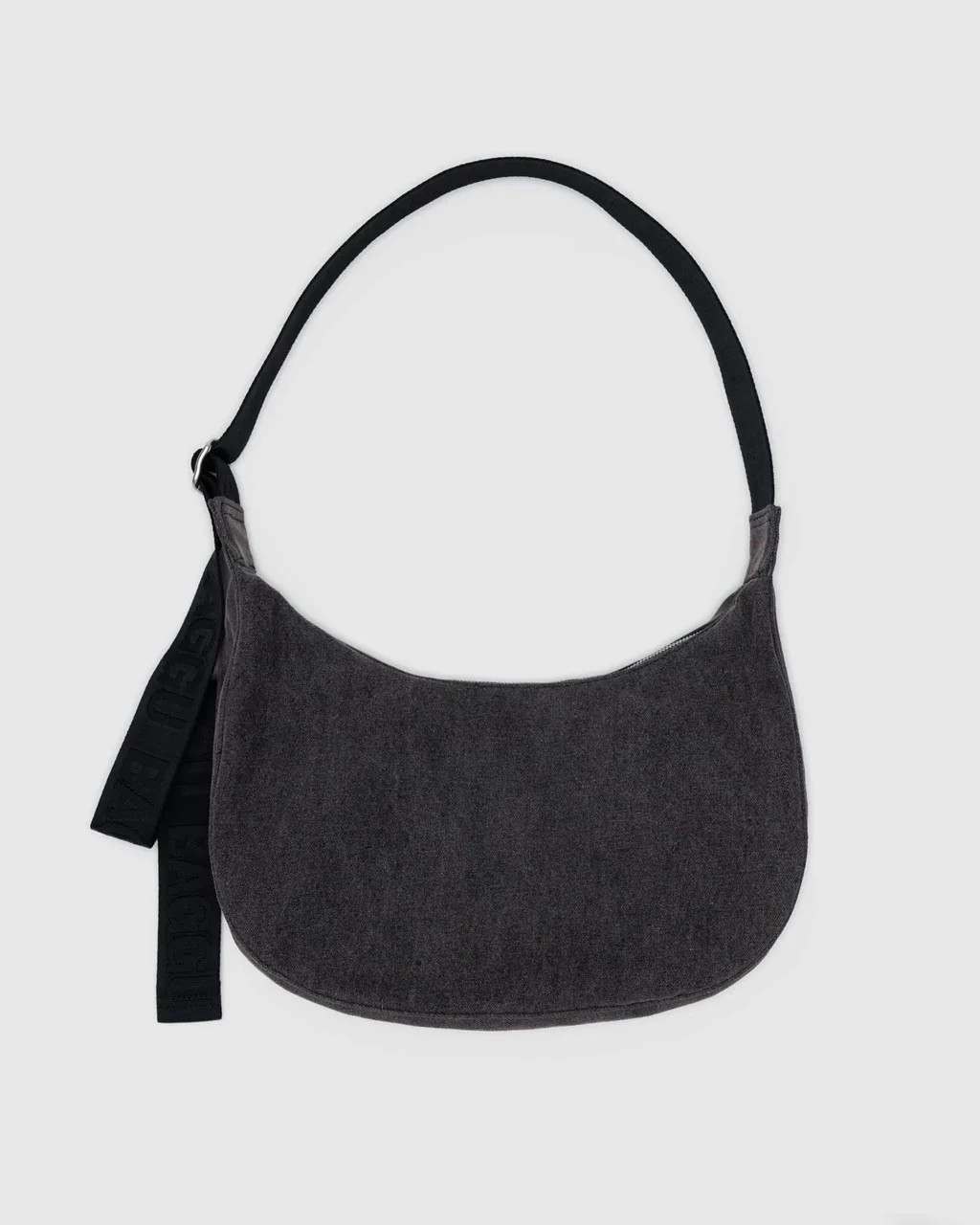 Medium Denim Crescent Bag w/ Key Leash - Washed Black Denim | ban.do