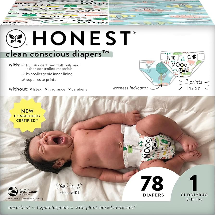 The Honest Company Clean Conscious Diapers | Plant-Based, Sustainable | Above It All + Barnyard B... | Amazon (US)