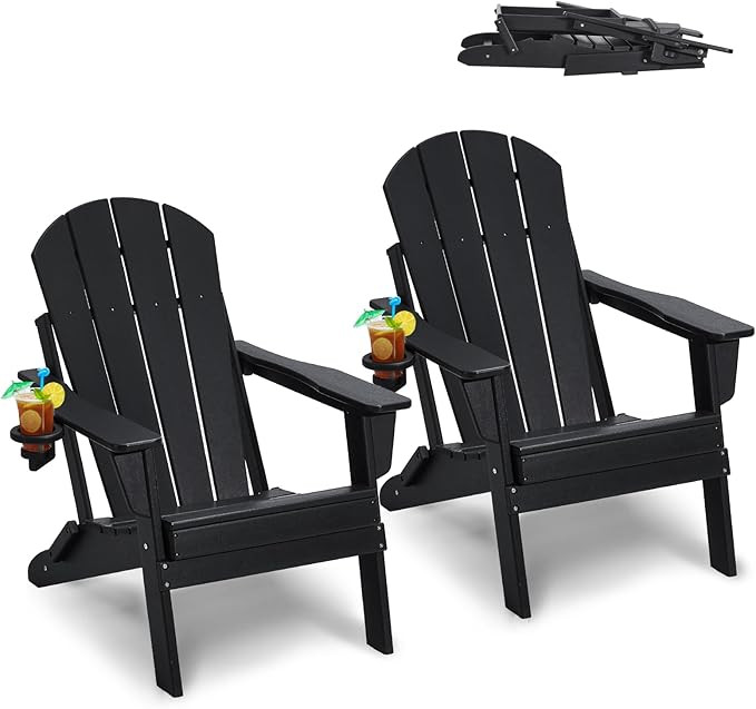 VEVOR Adirondack Chair Plastic, Set of 2 All-Weather Portable Folding Fire Pit Chair, Outdoor Adi... | Amazon (CA)