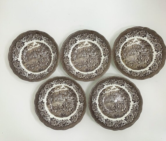 Vintage Brown Transferware Bowls With English Village Scene  - Etsy | Etsy (US)