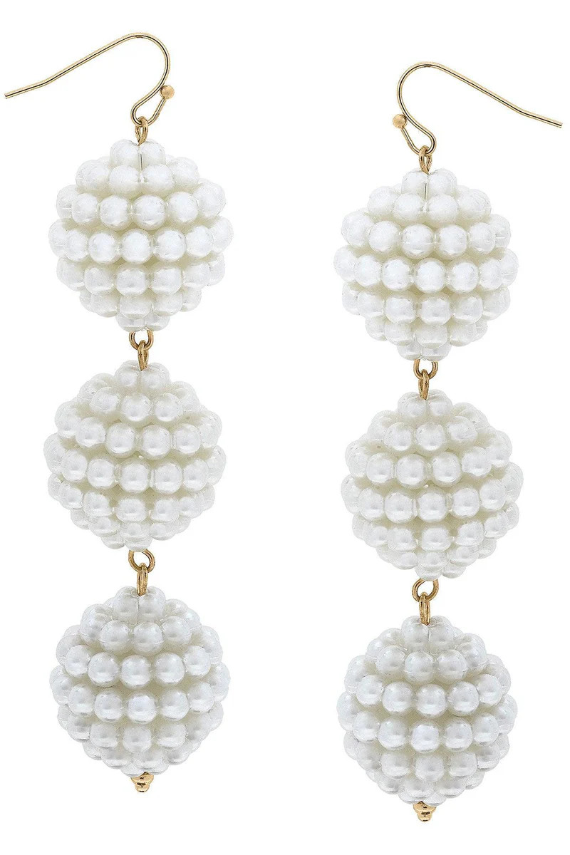 Sally Pearl-Beaded Drop Earrings in Ivory | CANVAS