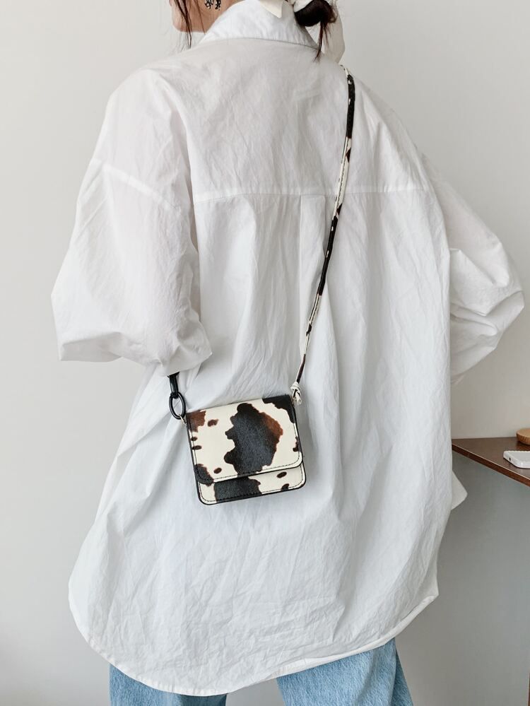 Cow Print Chain Crossbody Bag | SHEIN