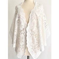 Boho White Lace Cover Up Wrap Vintage Woven Crochet Weave Romantic Peasant Hippie Bohemian Festival Style | Etsy (US)