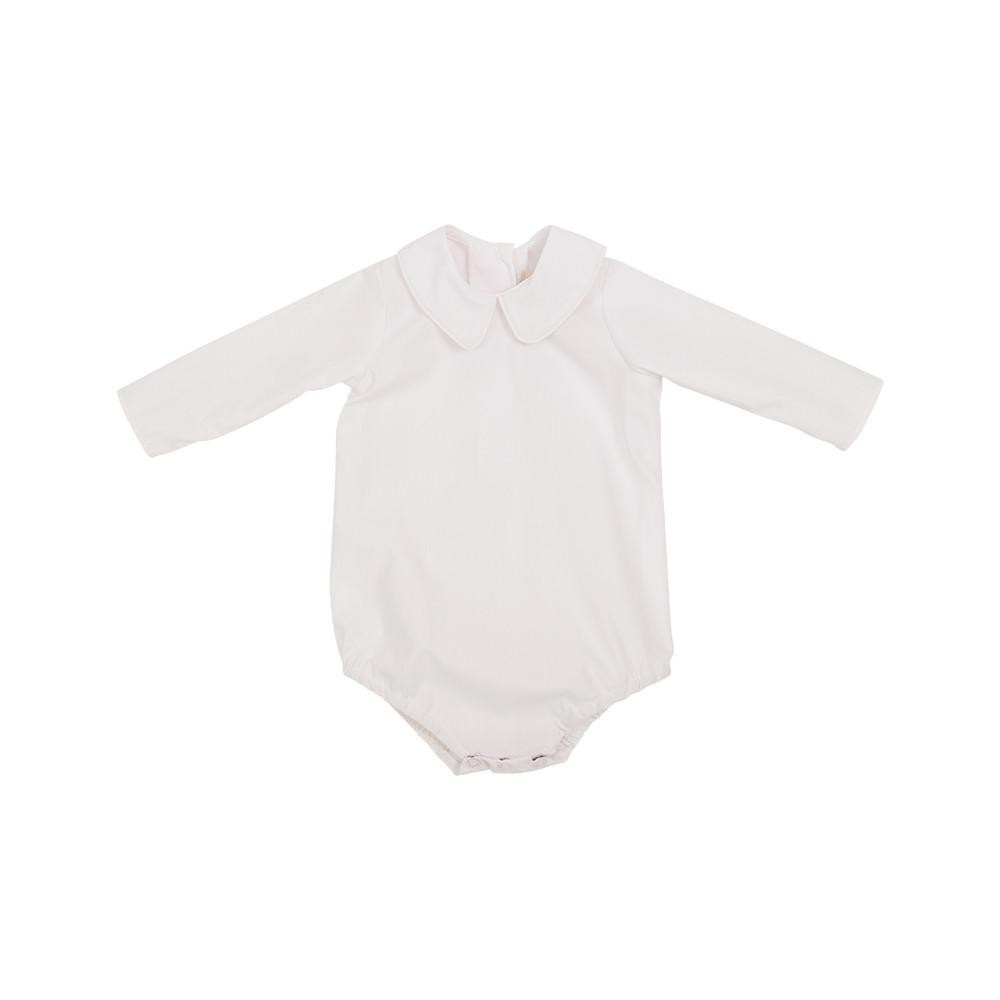 Peter Pan Collar Shirt & Onesie (Long Sleeve Woven) - Worth Avenue White | The Beaufort Bonnet Company