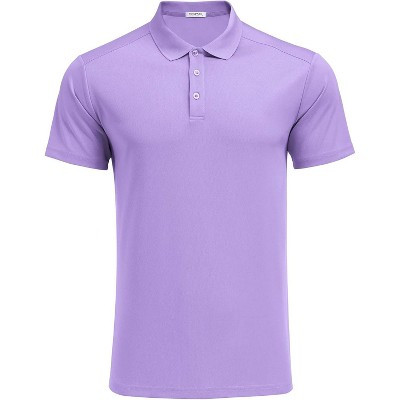 Pinspark Golf Polo Shirts for Men Quick Dry Short Sleeve Collared Shirt Slim Fit Casual Solid Stylish Polos Shirt Lilac M | Target