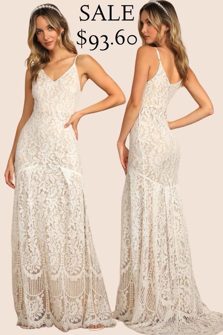 This popular white lace maxi dress is on sale at Lulus. Get it for $93.60 for a limited time with code: BYESUMMER

#fallwedding #weddingdress #rehearsaldinnerdress #bridetobe #bridalgowns

#LTKSeasonal #LTKsalealert #LTKwedding