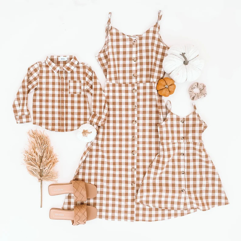 COFFEE CHECKERED DRESS mommy and me dress mommy and me | Etsy | Etsy (US)
