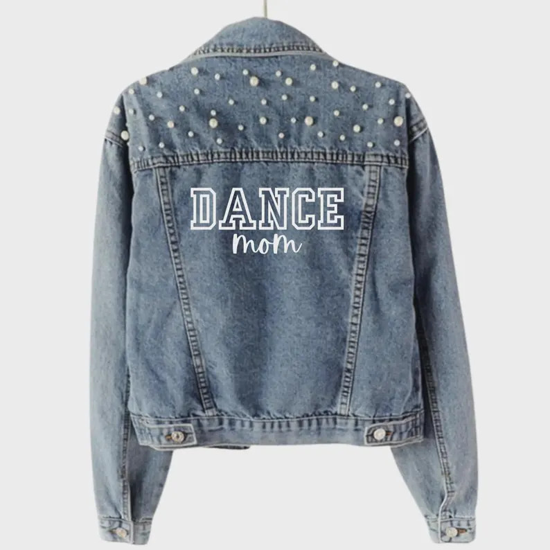 Custom Dance Mom Denim Jacket: Pearl & Rhinestone Bling - Etsy | Etsy (US)