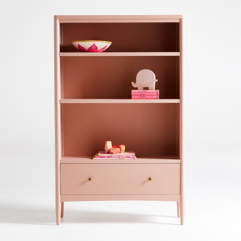 Hampshire Tall Blush Wood 3-Shelf Kids Bookcase with Drawer + Reviews | Crate & Kids | Crate & Barrel