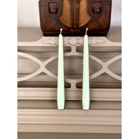 Wooden Candles, Vintage Faux Taper Candles in Blue, Pair Of Decor, Retro Decor | Etsy (US)