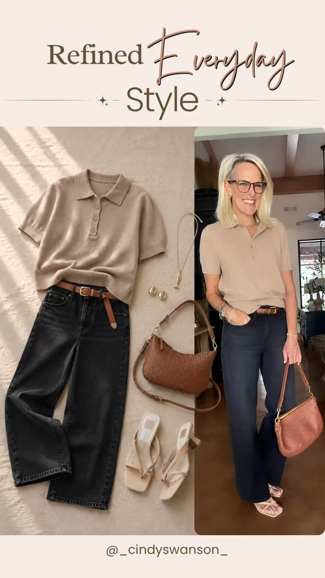 A polished everyday look that proves how versatile a neutral knit polo can be. This soft taupe sweater pairs beautifully with dark denim, a woven leather bag, and simple heeled sandals for an effortless look that works from daytime to dinner.

💡 LTK MADE EASY
❤️ Heart = Support my posts!
🔖 Save = Get sale & restock alerts
📋 Lists = Keep favorites organized
📲 Share = Send lists and products to a friend. Hello, Christmas List!
💬 Comment = Ask me anything about what I’m wearing.:-)

#LTKootd #LTKSeasonal #LTKOver40