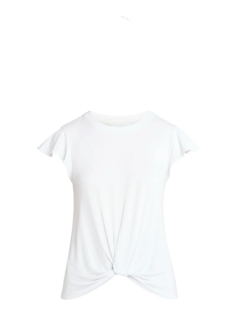 Time and Tru Women's Twist Front Top with Flutter Sleeves, Sizes XS-XXXL | Walmart (US)