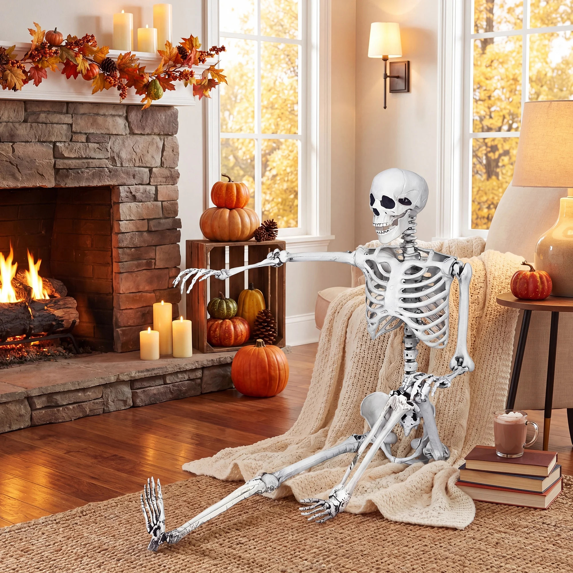 Costway 5.4ft Halloween Skeleton Life Size Realistic Full Body Hanging w/ Movable Joints | Walmart (US)