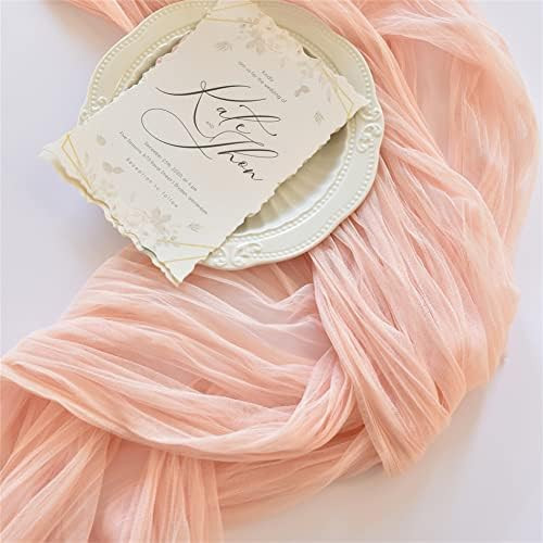 Joanlody Peach Cheesecloth Table Runner 10Ft Rustic Gauze Tablecloth 38x120 Inches Boho Backdrop Dra | Amazon (US)