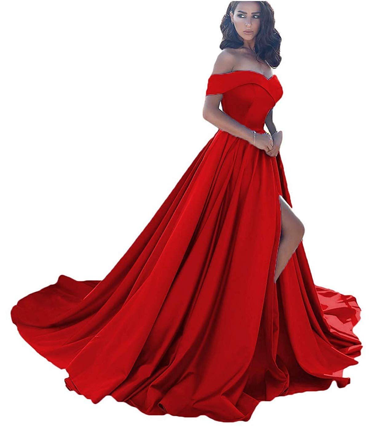 Women's Off The Shoulder Slit Formal Evening Dresses Long Beach Party Prom Ball Gown | Amazon (US)