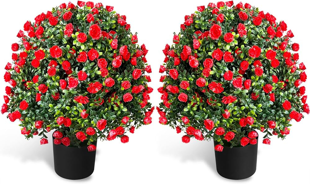 WAYNHUI Tall Artificial Lavender/Rose Topiary Ball Tree Set of 2 Pack Potted Bushes UV Resistant ... | Amazon (US)