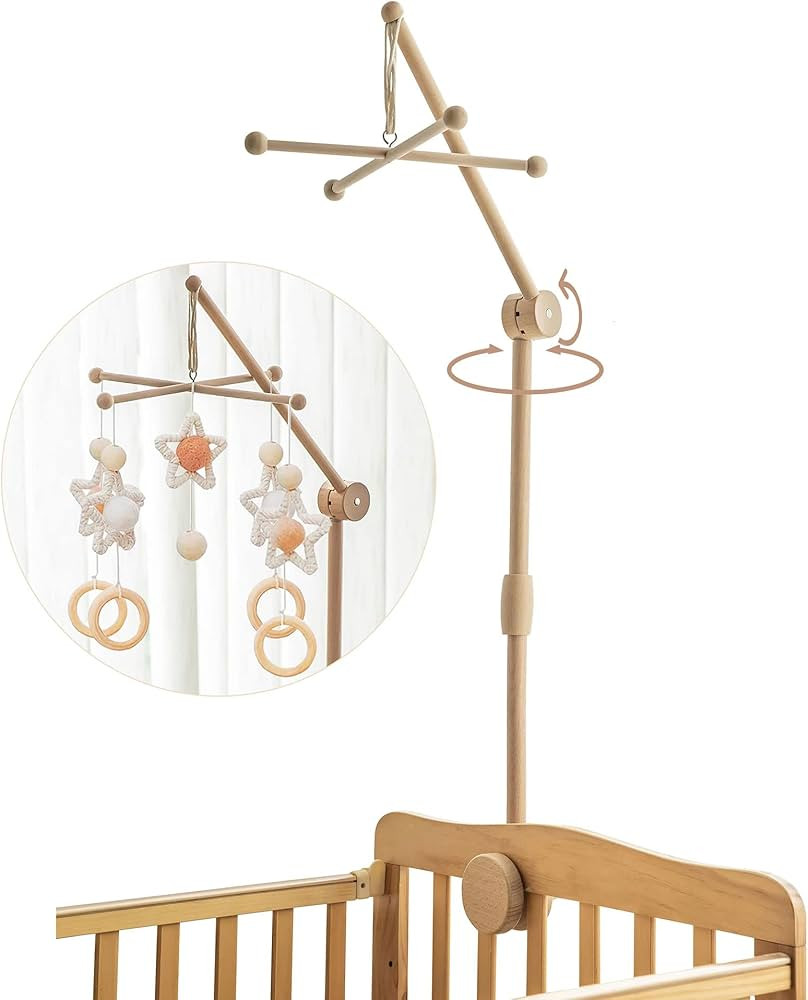 Wooden Crib Mobile Arm 33 Inches for Baby Nursery-Baby Mobile for Crib with Matching Nursery Mobi... | Amazon (US)