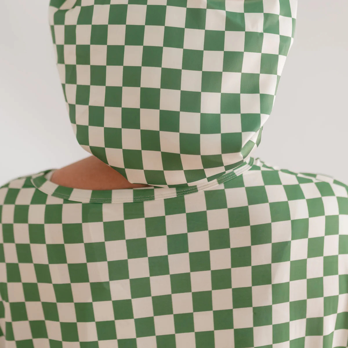 Adult Satin Bonnet in Green Checkered | Silks Design