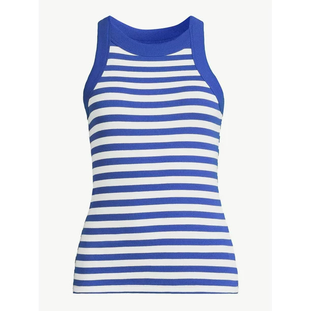 Free Assembly Women's Ribbed Racer Back Tank Top, Sizes XS-XXXL | Walmart (US)