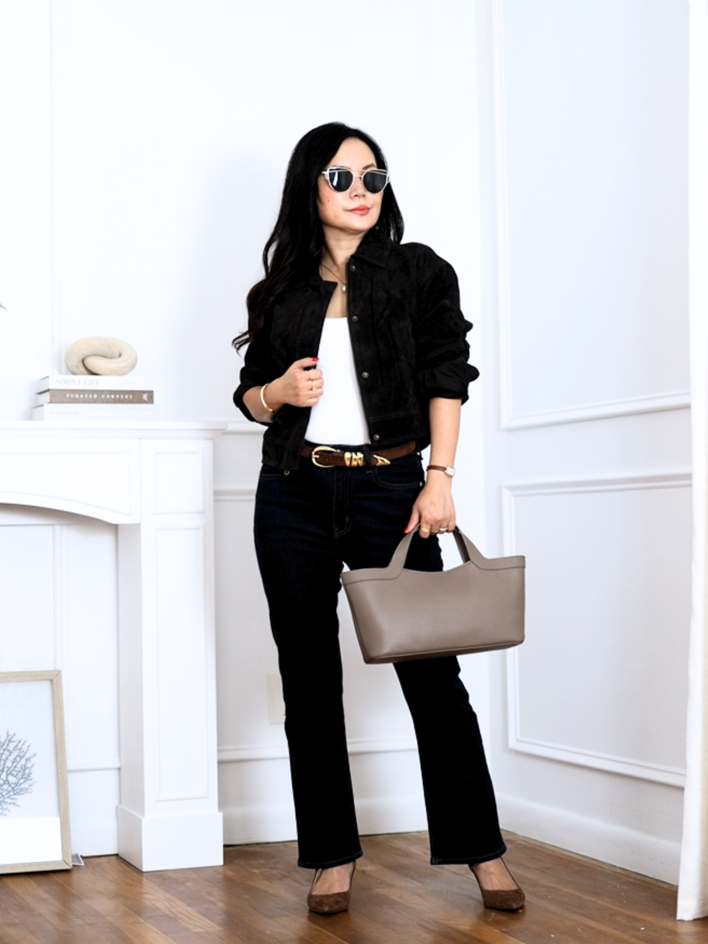 I’m loving suede EVERYTHING this fall, and this SCOOP jacket from walmart is such an easy way to wear the trend. I especially love the shorter length on my 5’2” frame. I’m wearing size XS.Wearing with quince kickflare jeans. 

 #LTKSeasonal #LTKOver40 #LTKPetite