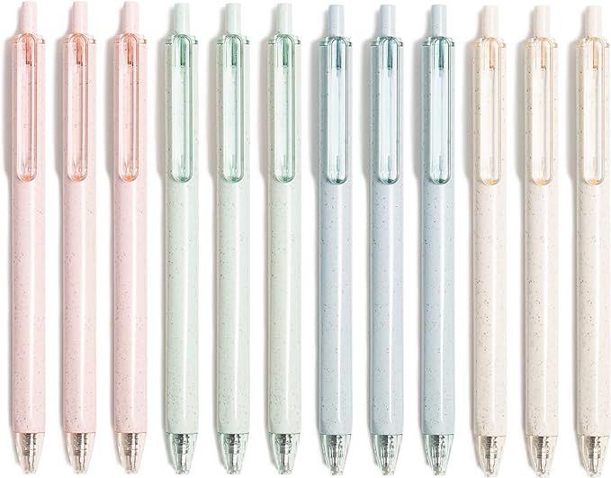 U Brands U-Eco Recycled Gel Click Pens, Set of 12, Pastel Speckle, Medium (0.7 mm) Point, Black I... | Amazon (US)