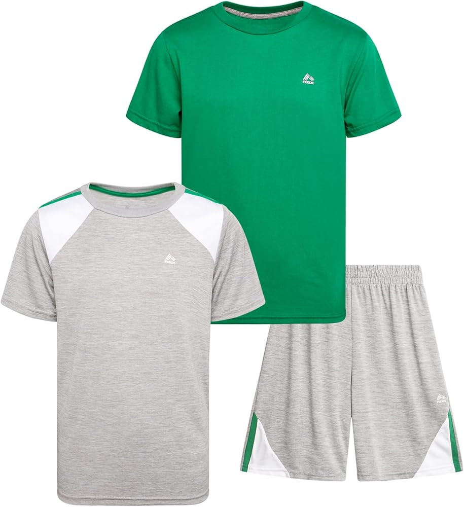 RBX Boys Short Sets - 3 Piece Performance Activewear Short Sleeve Athletic Shirts and Gym Shorts ... | Amazon (US)