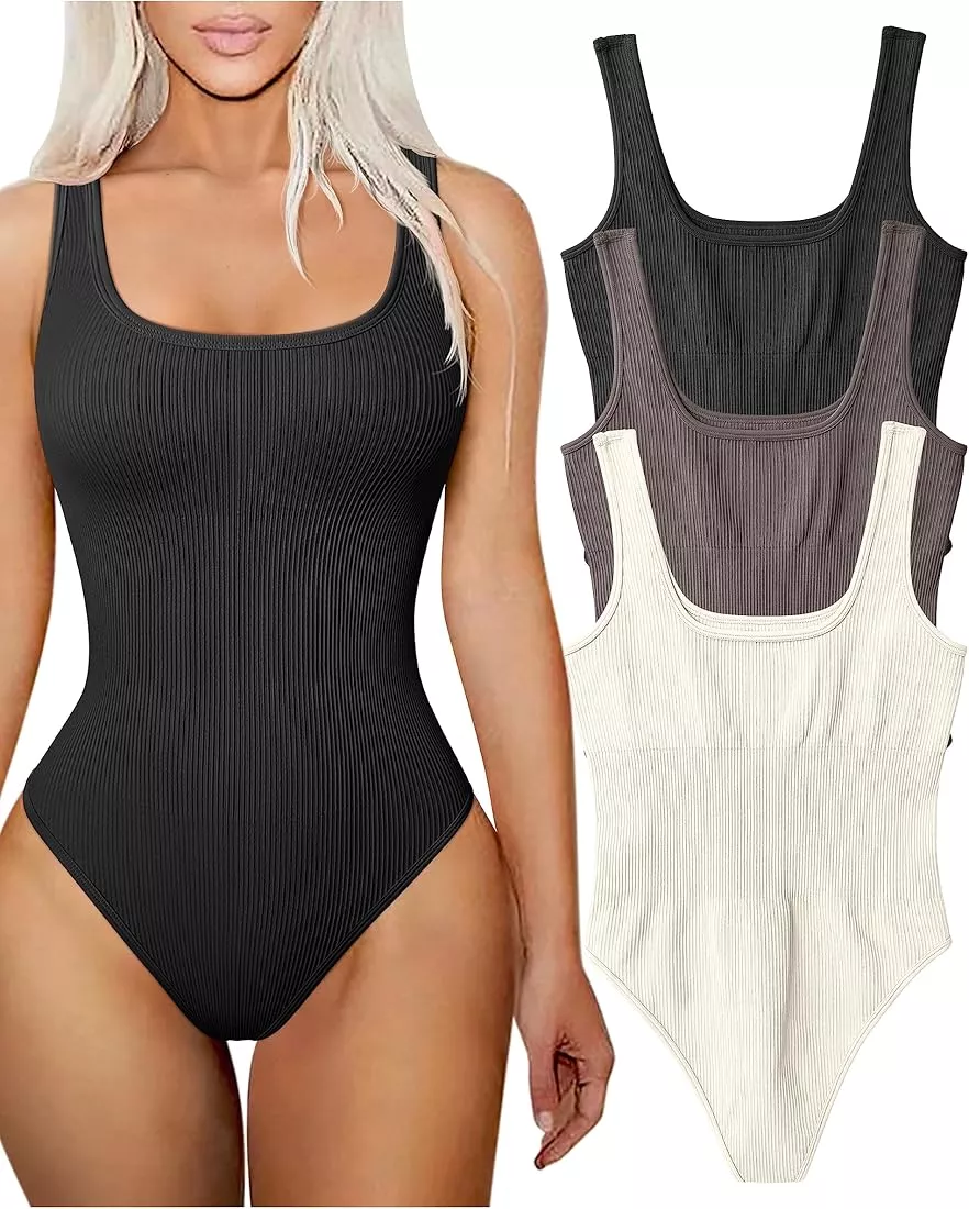 HYZ Women's Summer Two Piece Bodysuit Short Sleeve Round Neck Thong  Second-Skin Unitard Bodysuit Tops, Black Indigoblue, X-Large : :  Clothing, Shoes & Accessories