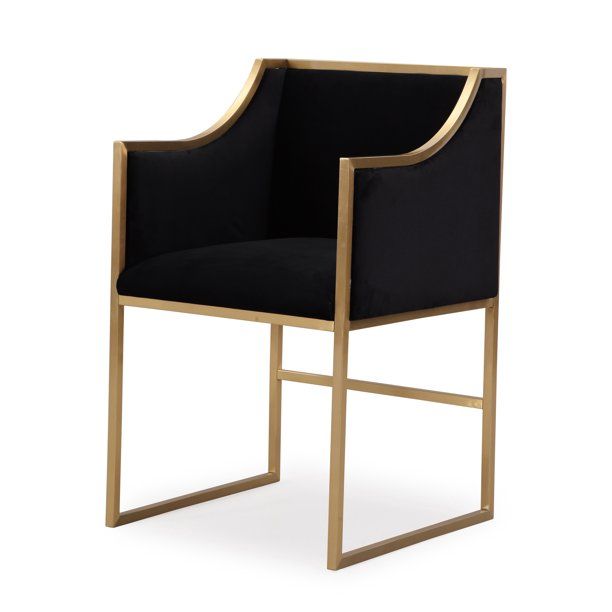 TOV Furniture Atara Black Velvet Chair with Gold Base - Walmart.com | Walmart (US)