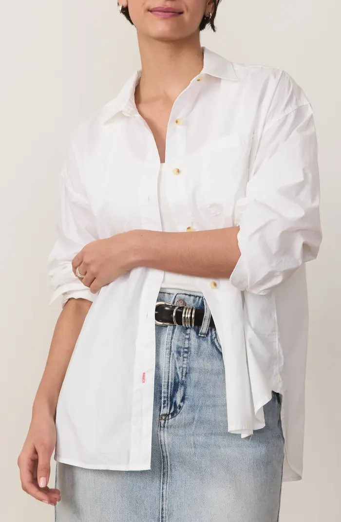 Cali Oversize Pima Cotton Poplin Button-Up Shirt | Nordstrom
