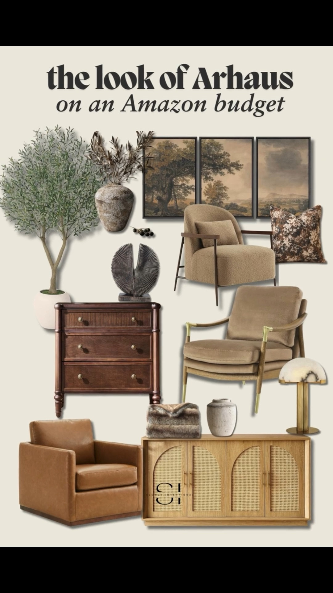 You can easily get the look of our house on a budget with Amazon. Here is some of my pics that will give you that look without hurting your wallet . Amazon home decor, Arhaus dupe, neutral living room, aesthetic home, transitional decor, earth tone aesthetic, cane sideboard, faux olive tree, warm neutrals, viral home finds

#LTKHome