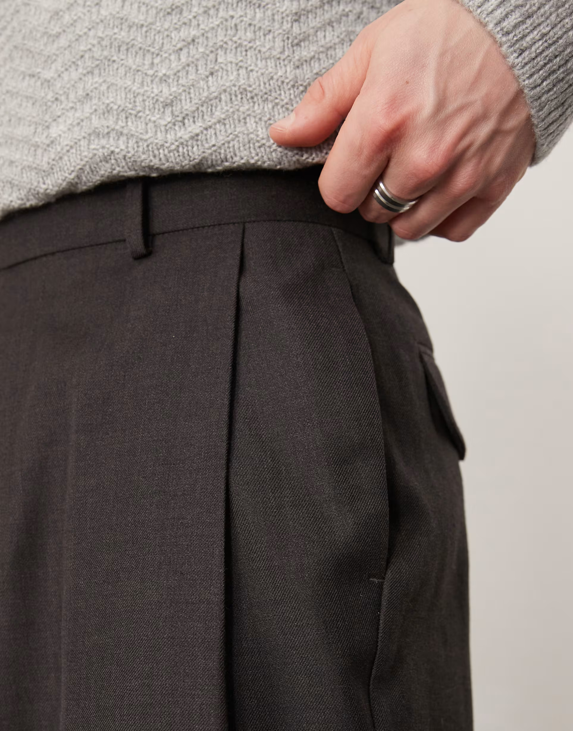 ASOS DESIGN smart wide leg trousers with deep pleats in grey | ASOS (Global)