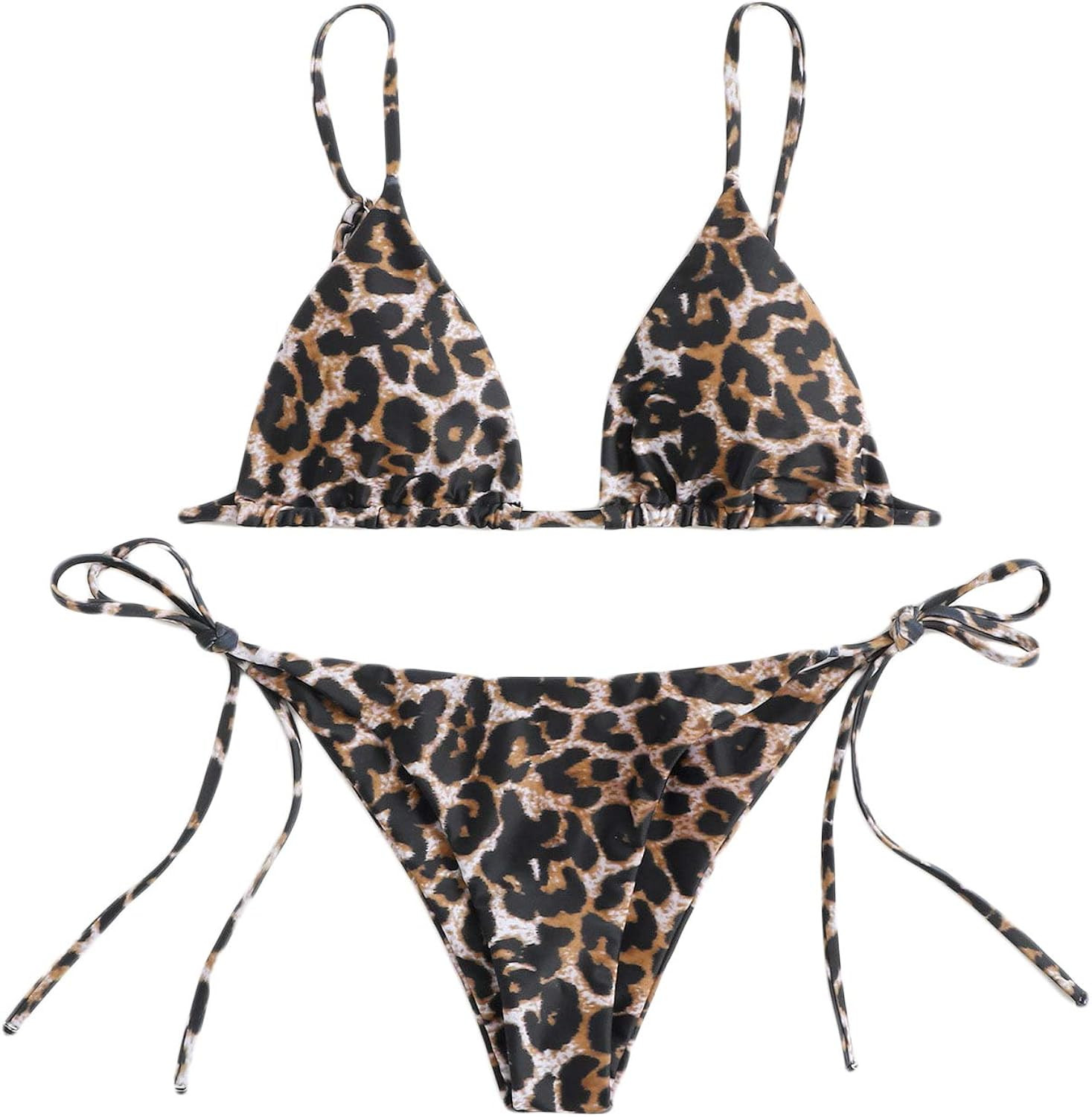 SOLY HUX Women's Metallic Halter Top Two Piece Swimsuit Tie Side Triangle Bikini | Amazon (US)