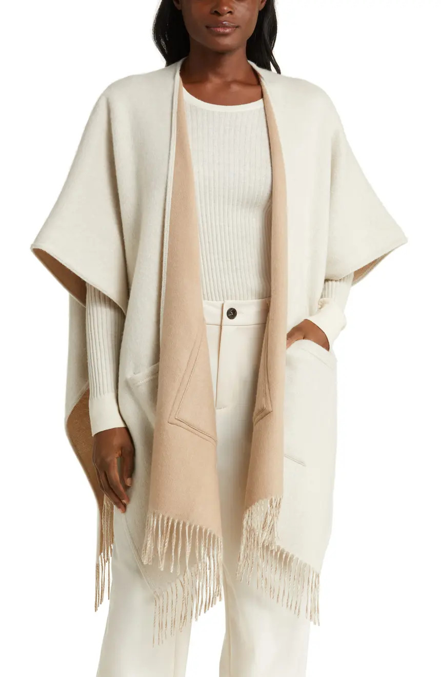 Reversible Pocket Wool & Cashmere Ruana | Nordstrom