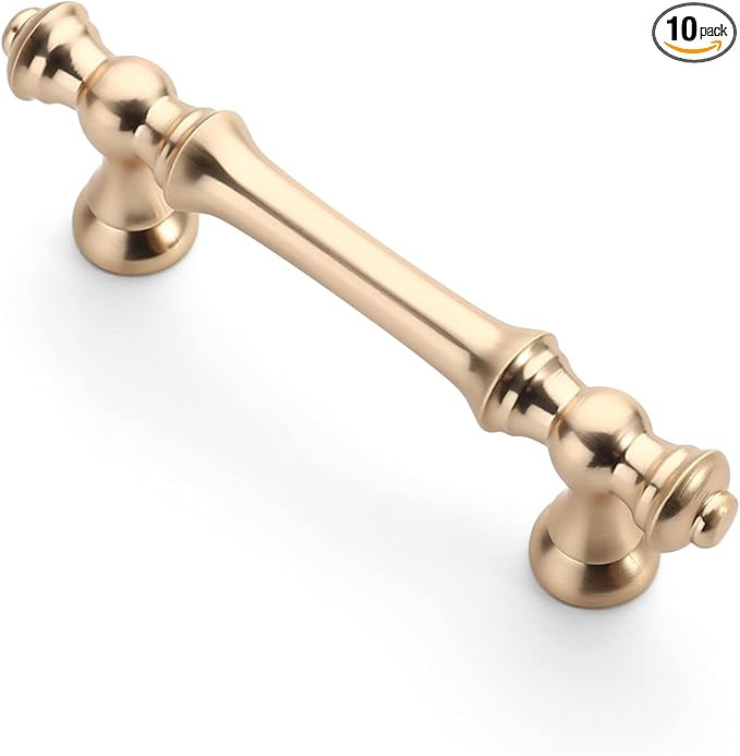 Asidrama 10 Pack 3 Inch(76mm) Brushed Brass Kitchen Cabinet Handles, Gold Cabinet Pulls Kitchen C... | Amazon (US)