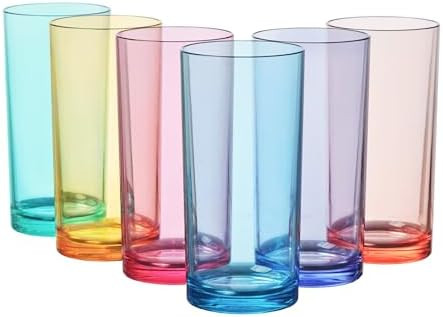 US Acrylic Classic Plastic Reusable Drinking Glasses (Set of 6) 16oz Water Cups Assorted Colors |... | Amazon (US)