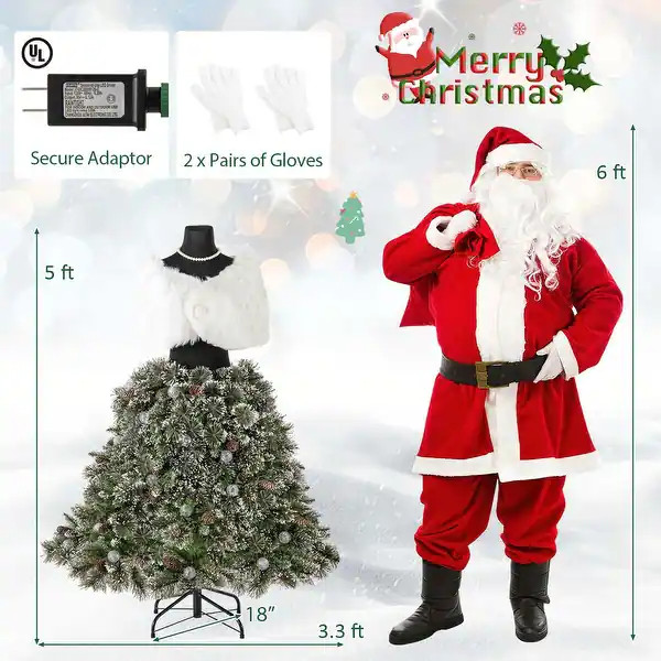 5ft Pre-Lit Dress Form Christmas Tree Artificial Hinged Xmas Tree - Bed Bath & Beyond - 42279845 | Bed Bath & Beyond
