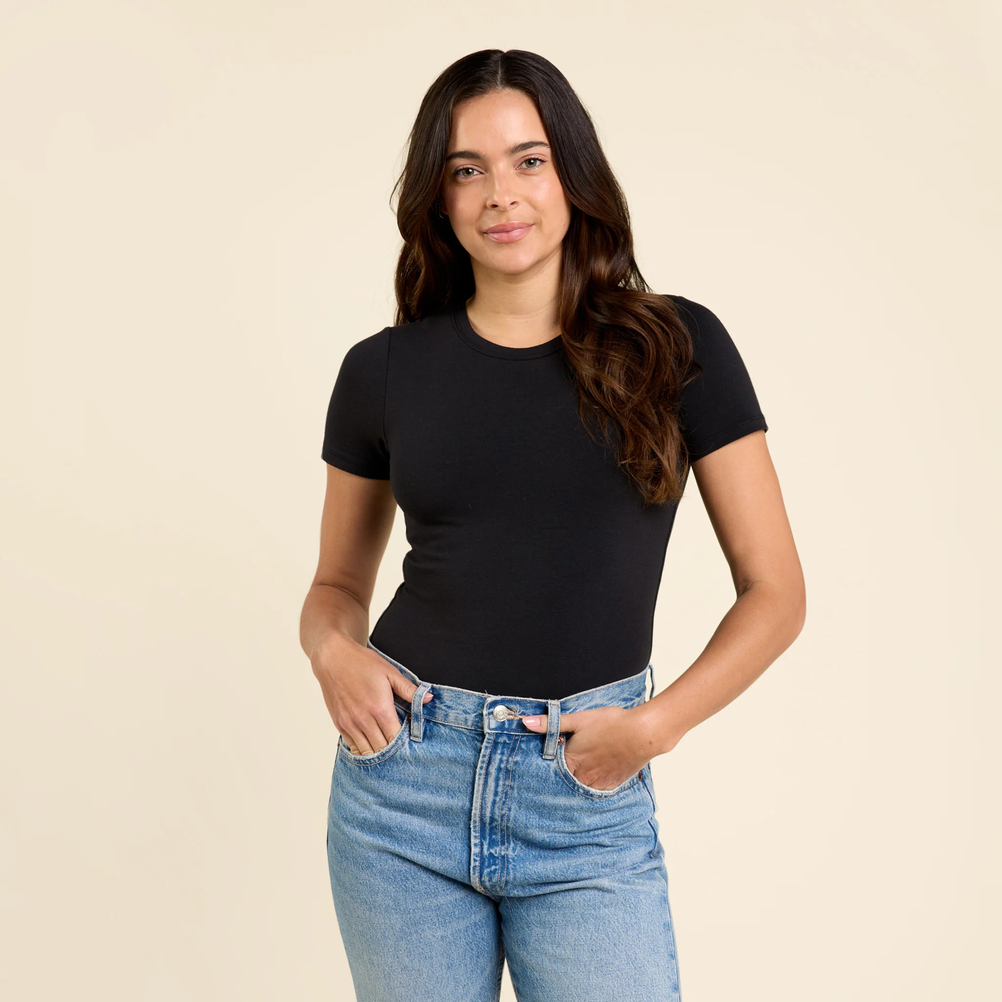 Short Sleeve Crewneck Bodysuit | nuuds