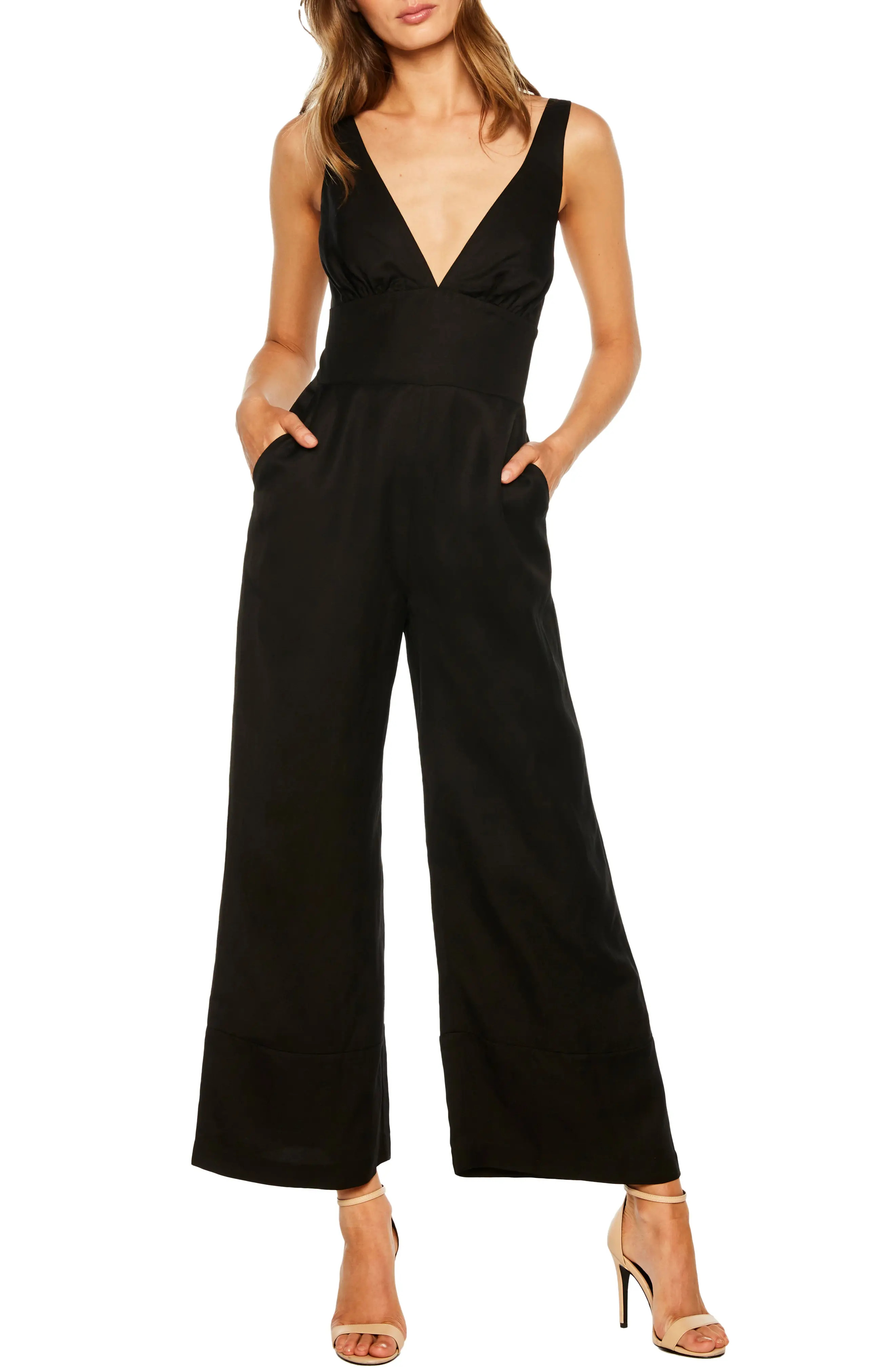 Bardot Lola Plunging Wide Leg Jumpsuit | Nordstrom