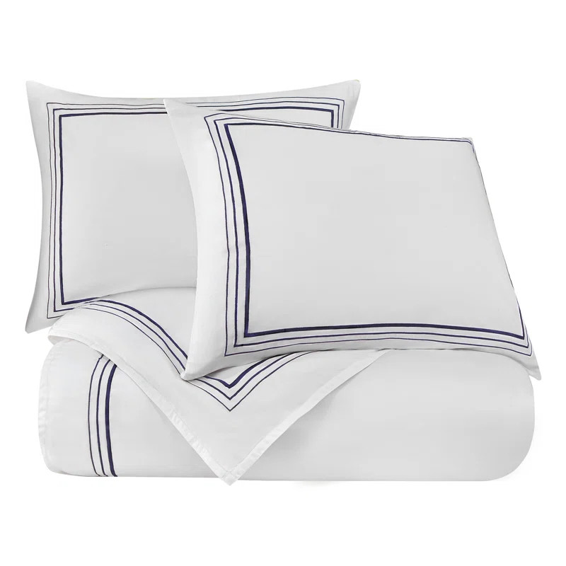 Alyesha 100% Cotton Embroidered Border Modern Contemporary Duvet Cover Set | Wayfair North America
